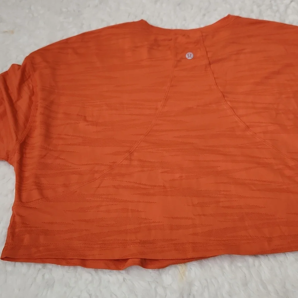 Lululemon Muscle Long Sleeve Shirt *Tiger Mesh Size 10 Warm Coral